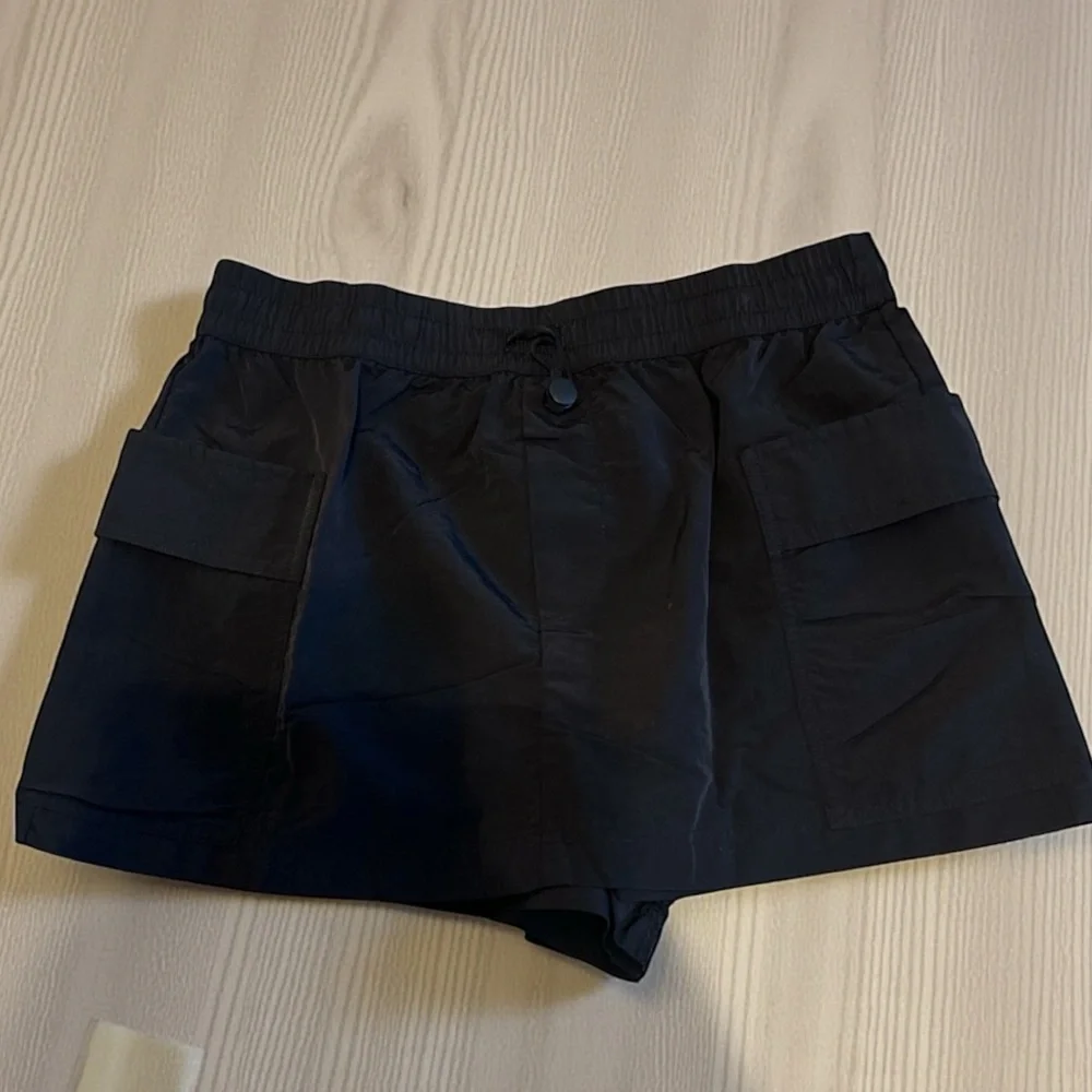 ZARA Black Skort Shorts Elastic Waist Pockets Size S‎